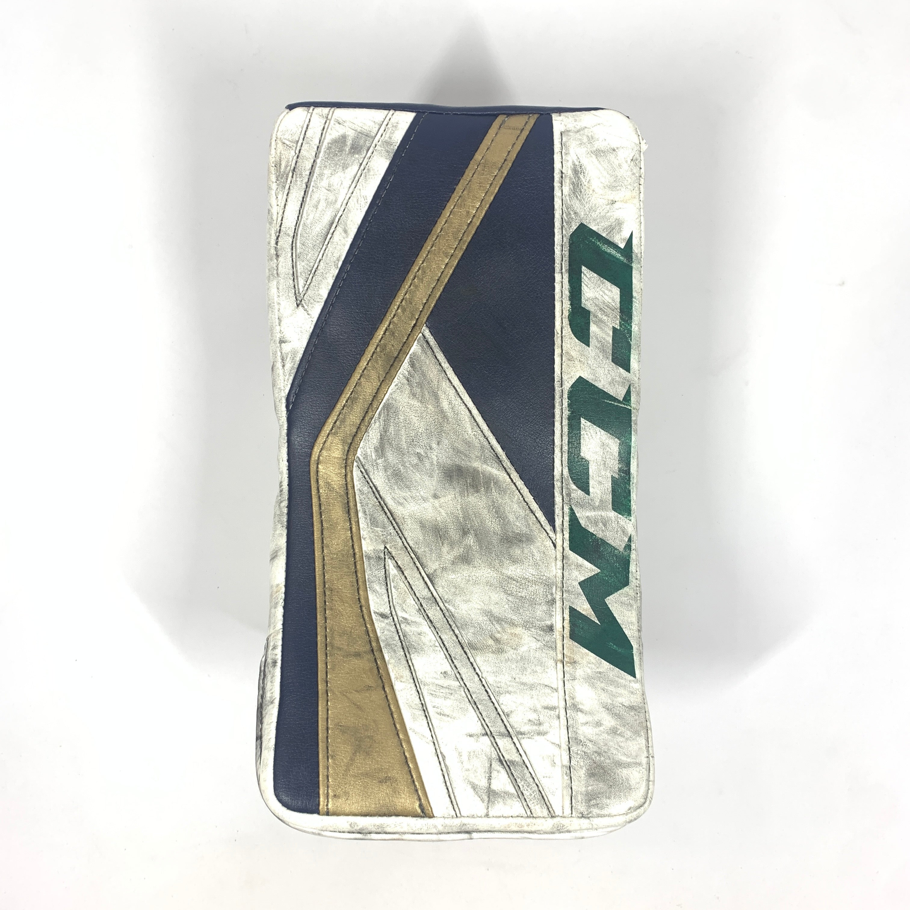 Used CCM Premier II - Pro Stock Goalie Blocker (White/Gold/Navy)